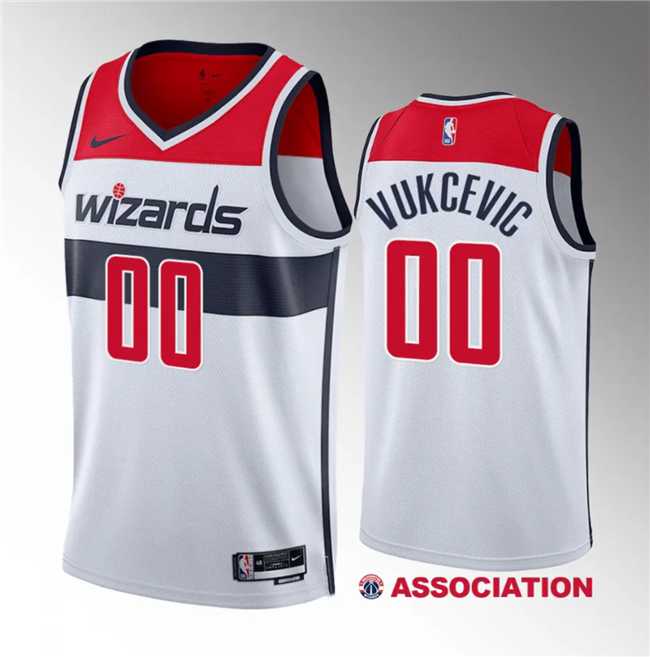 Men%27s Washington Wizards #00 Tristan Vukcevic White 2023 Draft Association Edition Stitched Jersey Dzhi
